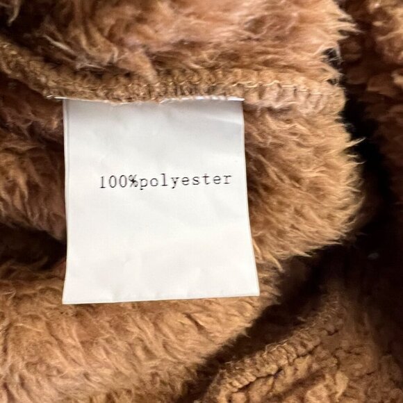 Pretty Garden Women's Sherpa Fleece Coat Full Zip Brown Size XL - Picture 9 of 9